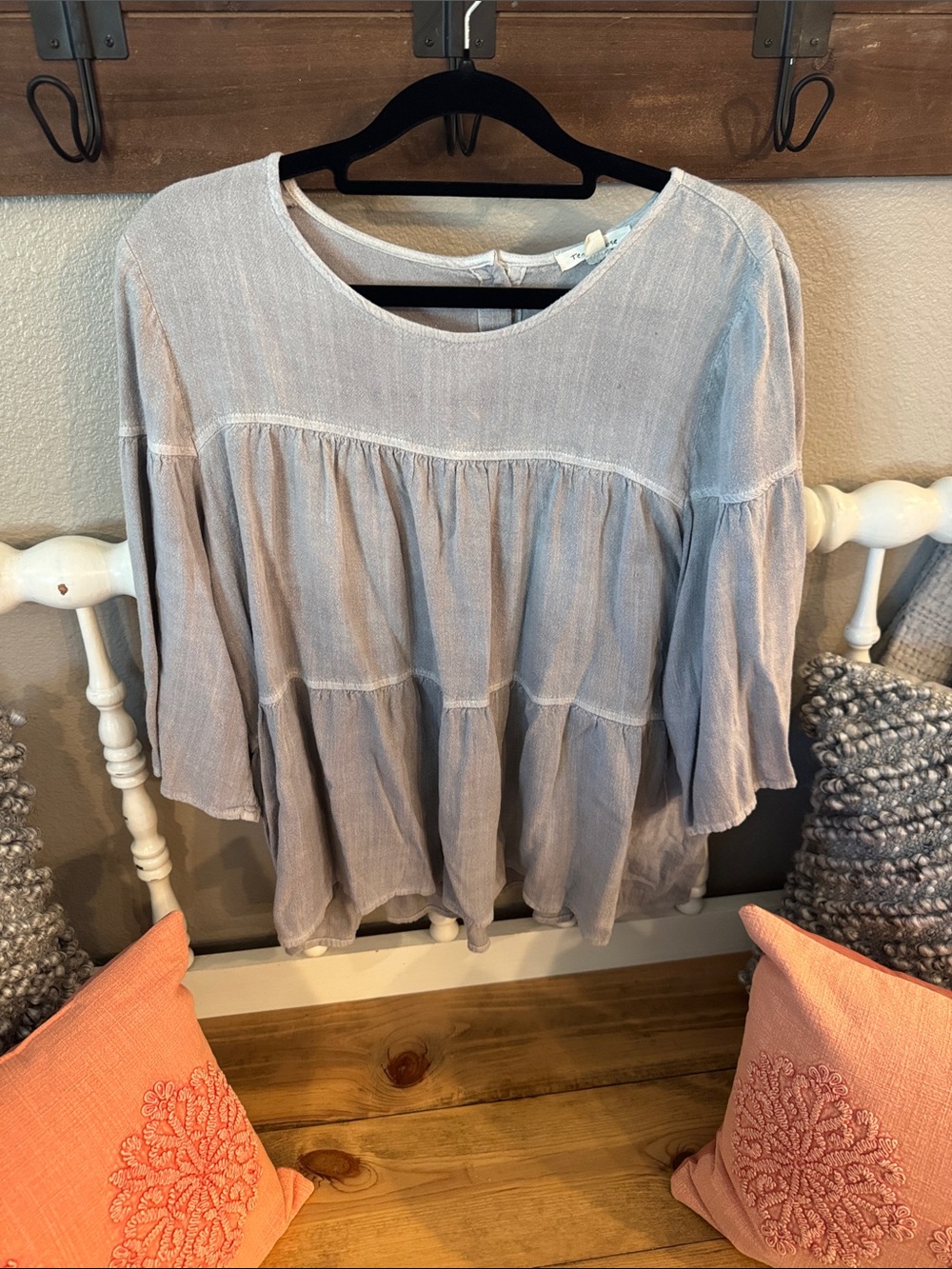 tea n rose Light Gray Tiered Peasant Tunic